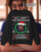 Alles, was ich mir zu Weihnachten wünsche, ist Steve Harrington Unisex-Sweatshirt für Fans, Stranger Thing Steve Harrington Retro Bootleg Shirt, Weihnachts-Celebrity-Crush 