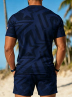 Men's Casual Sports Short Sleeve T-Shirt, Usa Football Theme Print, Polyester, Lightweight, Breathable, Regular Fit, Daily Wear