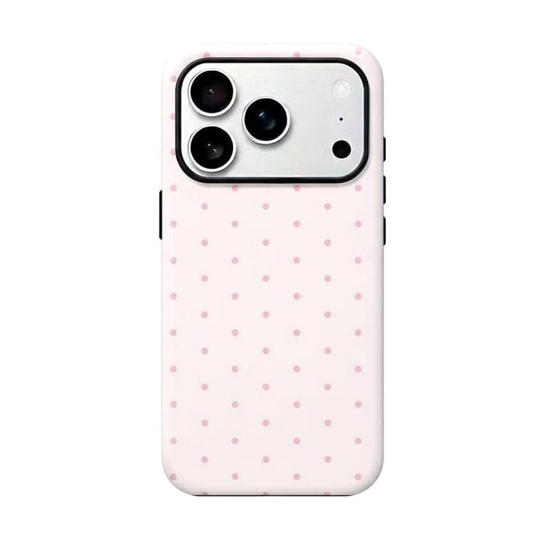 Pink polka dot iPhone case, pink, black