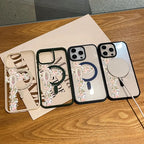Floral Cross Aesthetic MagSafe Case – Slim Shockproof Silicone Cover for iPhone 17 Pro Max