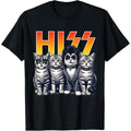 Niedliches T-Shirt mit Katzenmotiv: „Hiss Cats Rock Kittens Kitty Rocking Music Cat Lovers Men T-Shirt“ (Herren, Damen, Unisex, Kurzarm, Freizeit, Grafik) 