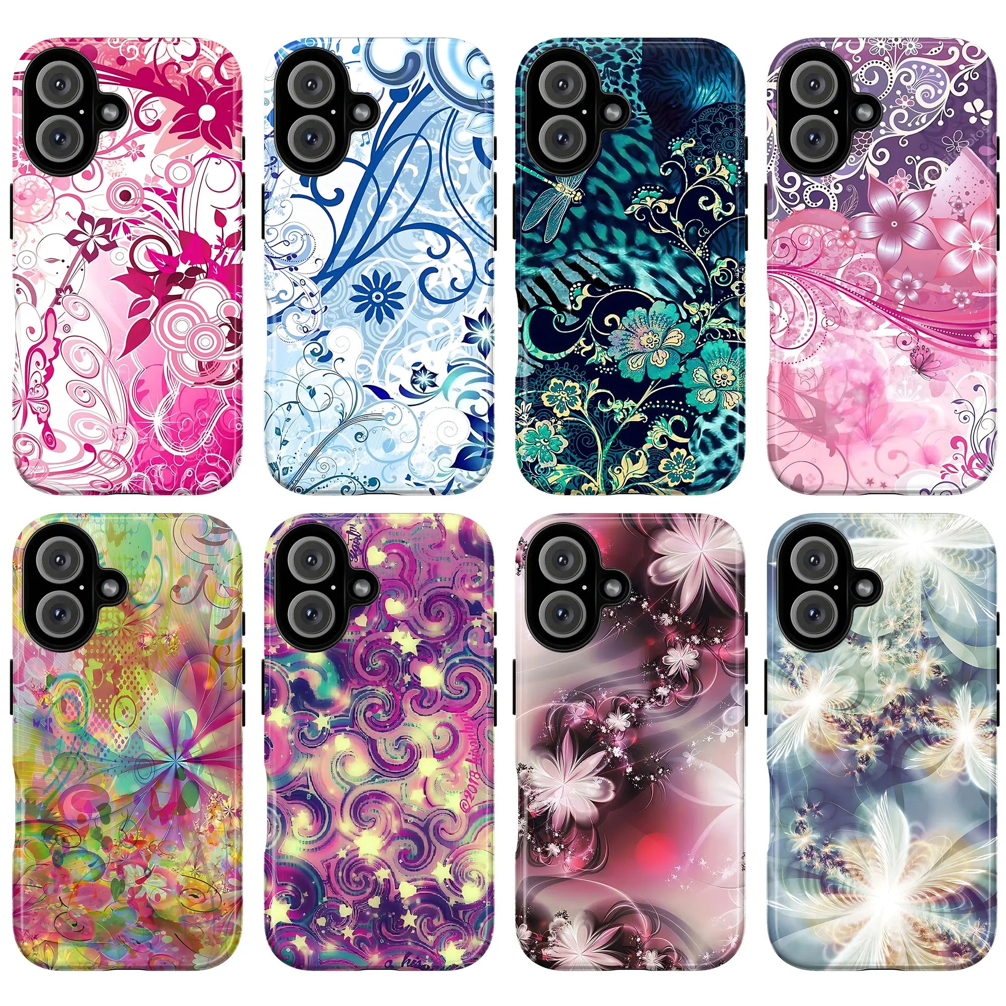 Vintage Floral Art Phone Case Colorful Flower Pattern Protective Cover for iPhone Samsung Men Women Gift