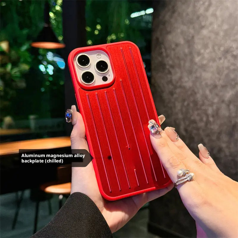 Aluminum Alloy Vertical Lines Phone Case – Premium Shockproof Protective Cover for iPhone 11–17 Series