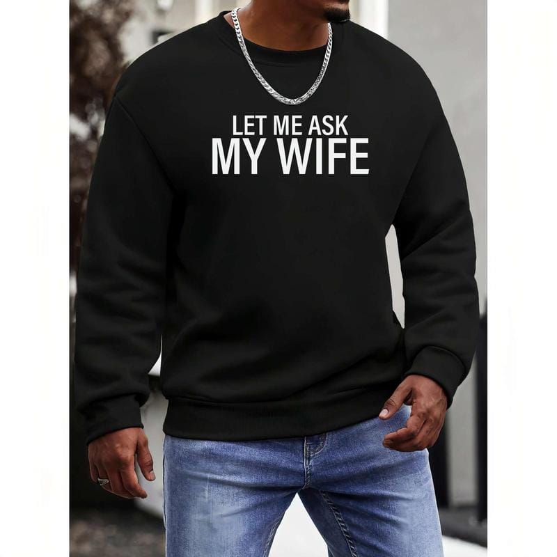 Herren-Sweatshirt mit Rundhalsausschnitt und auffälligem weißen Slogan auf der Brust 