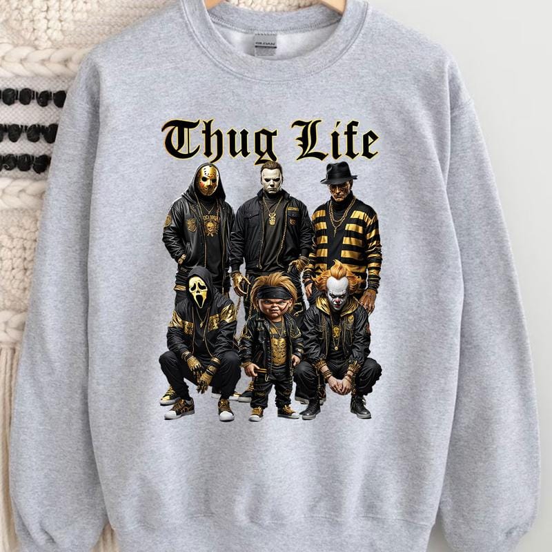 Halloween-Horrorfiguren-Thug-Life-Shirt 