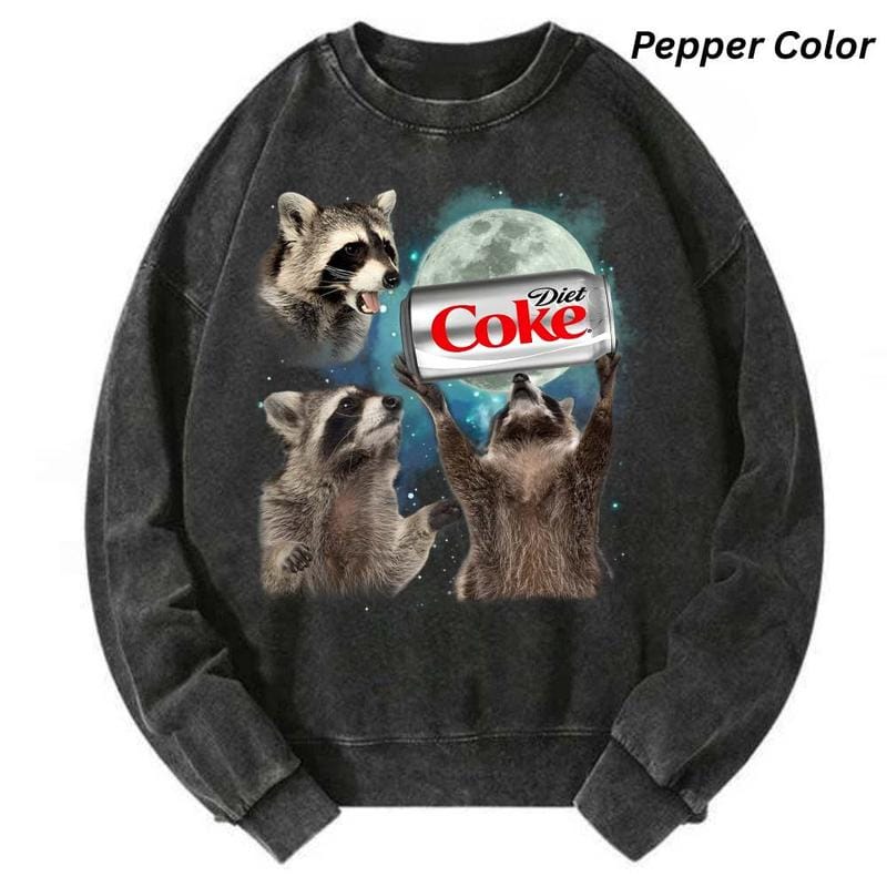 Drei Waschbären Diet Coke Vintage Comfort Color T-Shirts, lustiges Meme Genz Dank Raccoons, Geschenkidee, Unisex-T-Shirt, Herrenunterwäsche Rundhalsausschnitt 