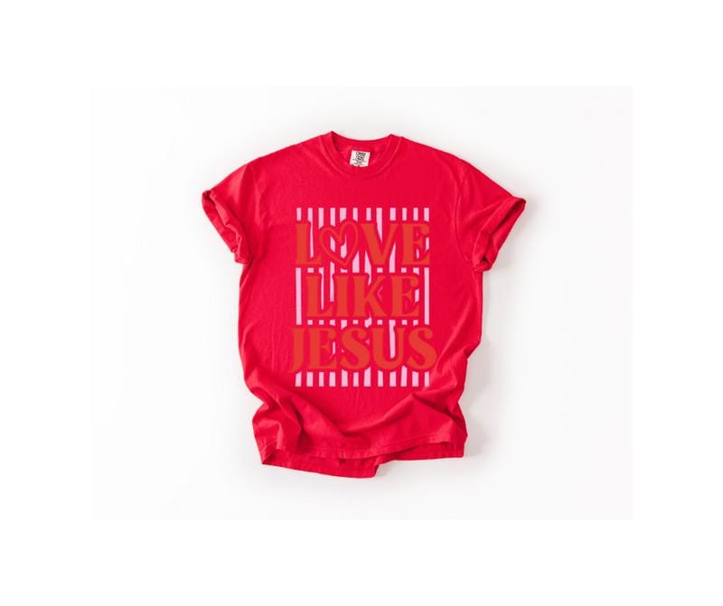 Love Like Jesus Preppy Valentine's Day Puff Print Design T-shirt or Sweatshirt