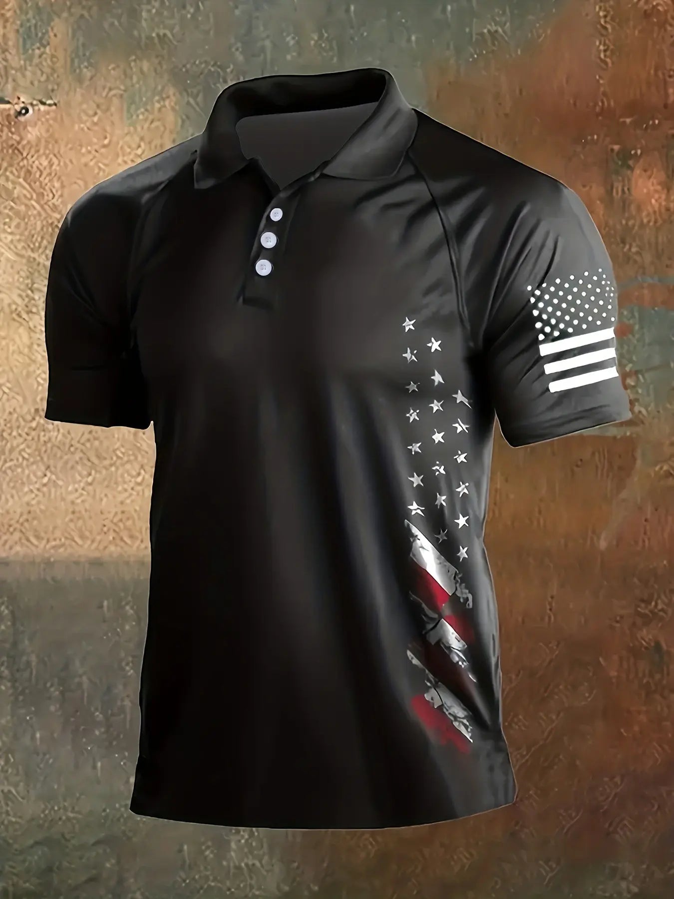 Men's American Flag Print Polo Shirt, Breathable Short Sleeve Casual & Semi-Formal Wear, Summer Top for Independence Day
