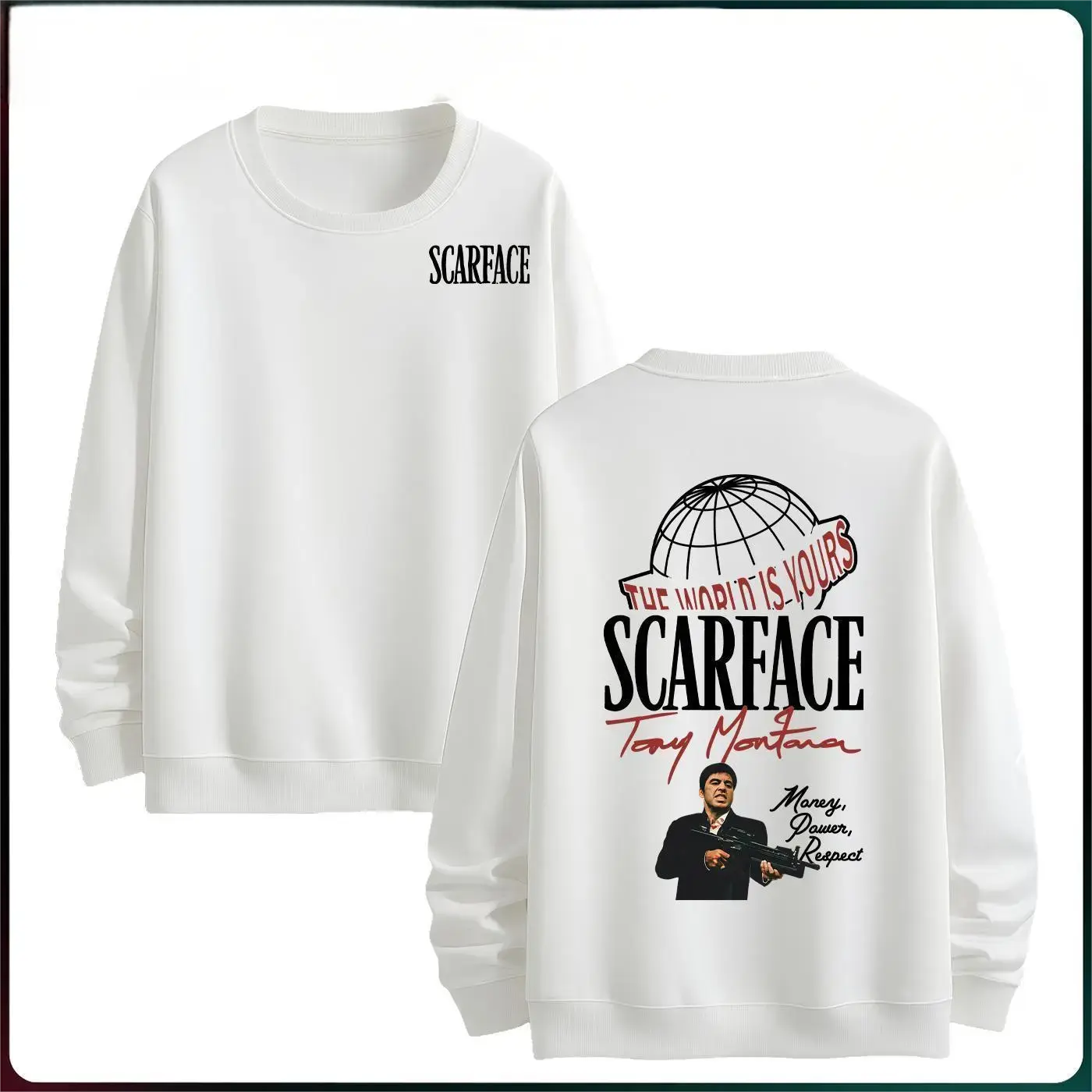 Scarface Tony Montana Graphic T-Shirt – The World Is Yours Vintage Back Print Cotton Tee