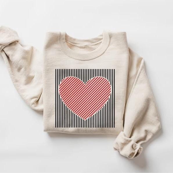Retro Valentines Heart Sweatshirt – cute love design for women, moms, and teachers; cozy Valentine shirt perfect for spreading sweet holiday vibes.
