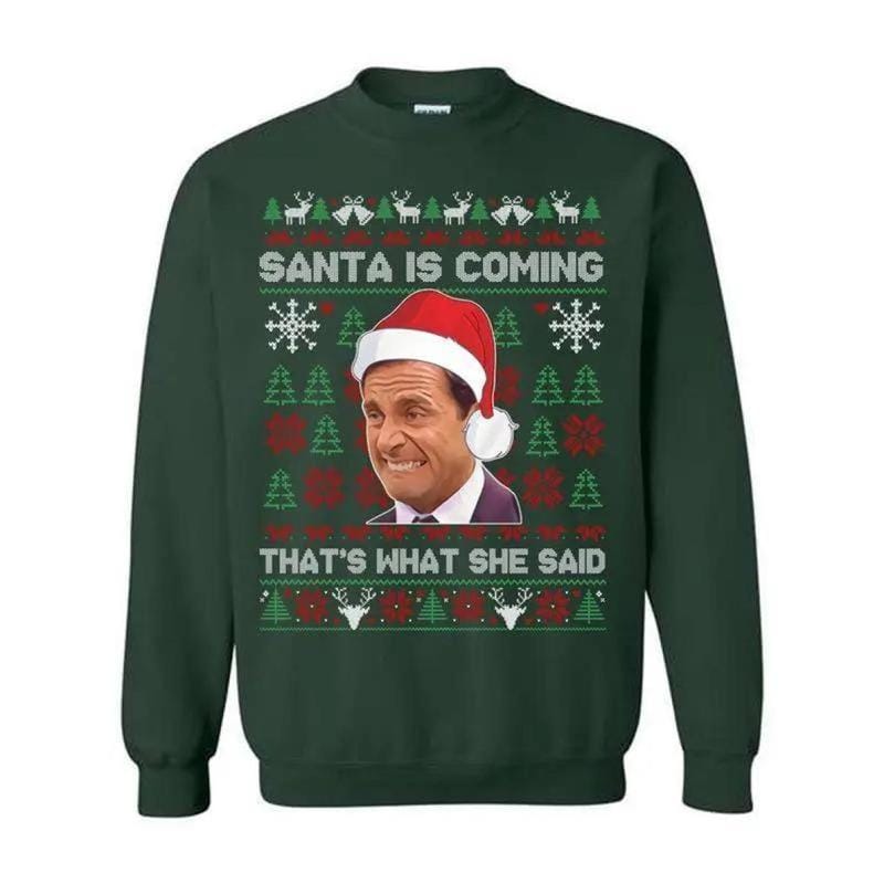 Michael Scott „That's What She Said“-Weihnachts-T-Shirt, lustiges „The Office“-Weihnachts-Sweatshirt, hässlicher Weihnachts-Hoodie, Geschenk für Männer &amp; 