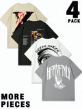 Men's Letter Print Short Sleeve Tee, Regular Fit Casual Crew Neck T-shirt for Daily Wear, Men's Top for All Seasons