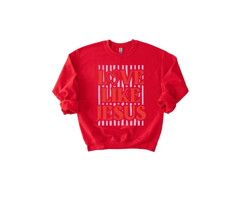 Love Like Jesus Preppy Valentine's Day Puff Print Design T-shirt or Sweatshirt