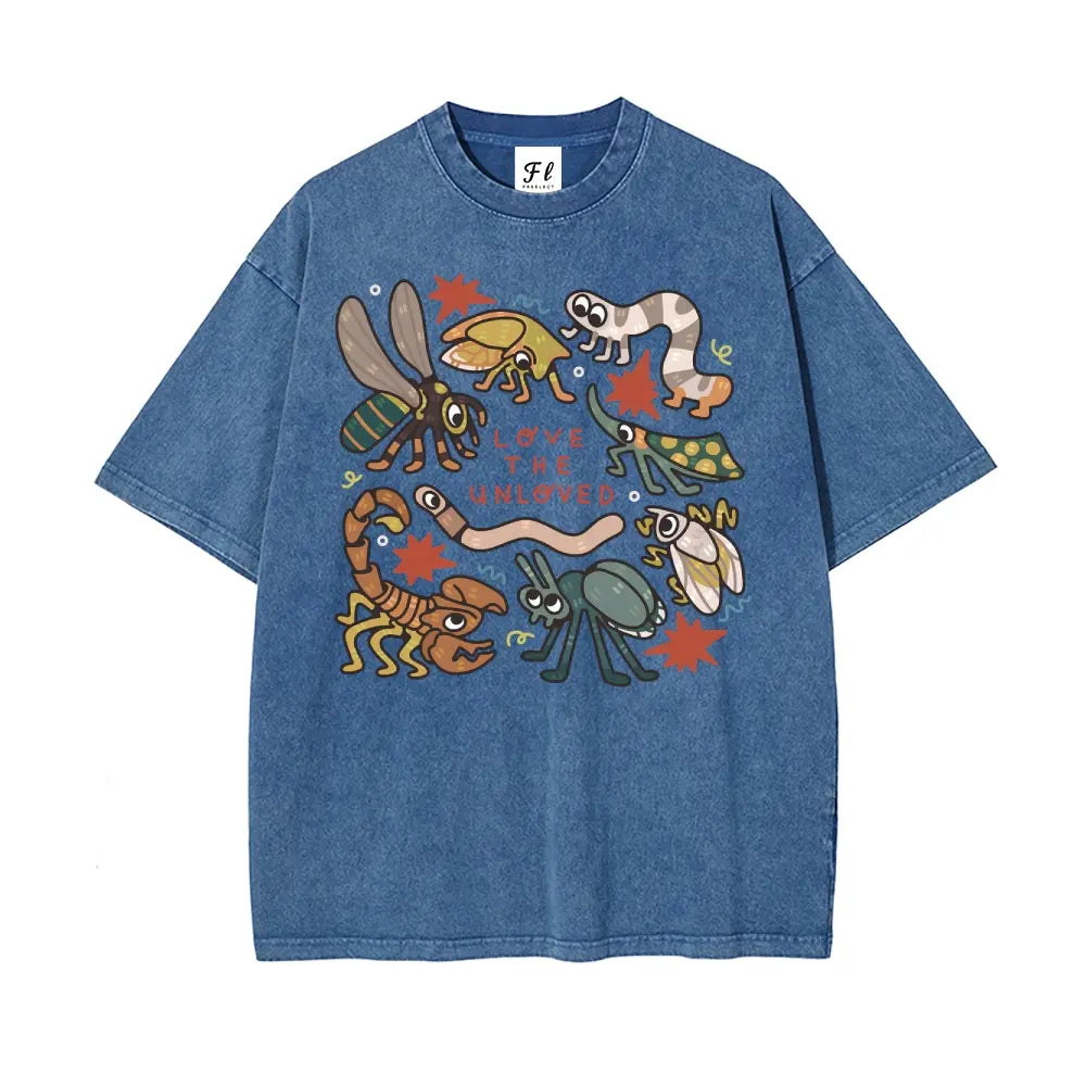 Love The Unloved Insect Lover Shirt S~5XL Oversize Unisex Washed T-Shirt for Women and Men's Unisex Fit Batik Cotton Oversize Streetwear Menswear  Super Soft Pre-Shrunk