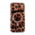 Leopard Cheetah Sparkle MagSafe Case – Glossy Shockproof Silicone Cover for iPhone 17 Pro Max