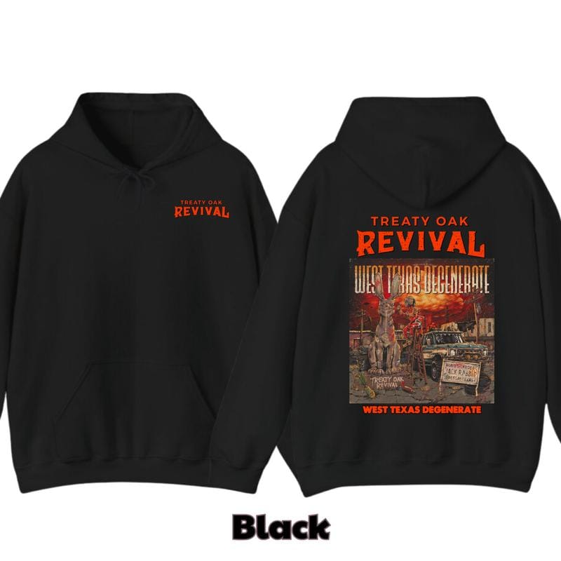 Neuerscheinung: Treaty Oak Revival West Texas Degenerate Hoodie – Country-Rock-Grafik-Hoodies, Western-Vintage-Cowboy-Musik-Sweatshirt, Retro-Band-Merchandise, perfektes Geschenk für Musikliebhaber 