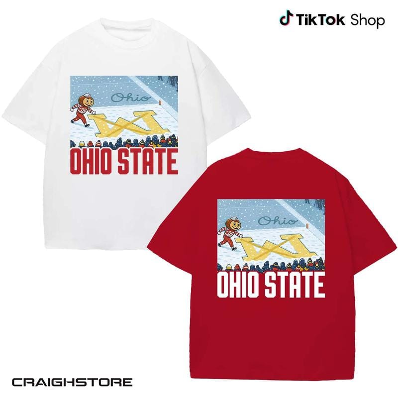 Ohio vs. Michigan Rivalitäts-Shirt, Ohio-Schriftzug auf großem M-T-Shirt, Buckeye-Fan-T-Shirt „Erase The M“, Geschenk für OSU-Fans 2025 