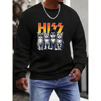 Niedliches T-Shirt mit Katzenmotiv: „Hiss Cats Rock Kittens Kitty Rocking Music Cat Lovers Men T-Shirt“ (Herren, Damen, Unisex, Kurzarm, Freizeit, Grafik) 