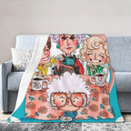 Golden Years Cartoon GG Decke – Warme Kuscheldecke für Wohnzimmer, Büro und Reisen – Vielseitige Geschenkdecke mit Cartoon-Print für alle Jahreszeiten – Halloween-Deko, Weihnachtsgeschenk, Geburtstagsgeschenk – Flanellmaterial – Besonderes Design