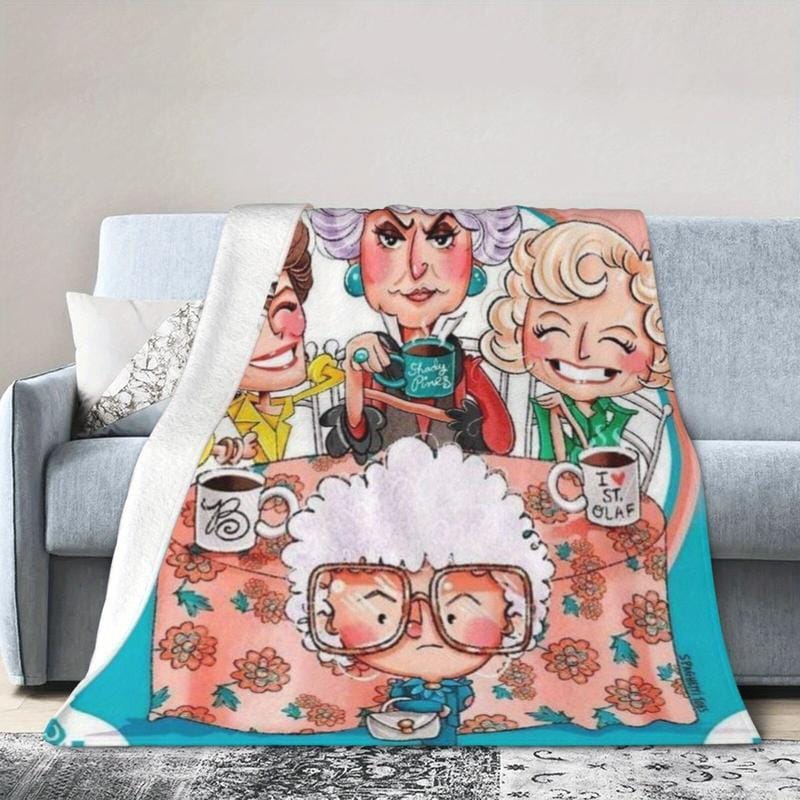 Golden Years Cartoon GG Decke – Warme Kuscheldecke für Wohnzimmer, Büro und Reisen – Vielseitige Geschenkdecke mit Cartoon-Print für alle Jahreszeiten – Halloween-Deko, Weihnachtsgeschenk, Geburtstagsgeschenk – Flanellmaterial – Besonderes Design