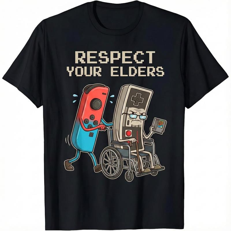 Lustiges Retro-Gamer-T-Shirt mit Grafik, 100 % weiche Baumwolle, Vintage-Konsolen-Design, Old-School-Gaming-Fan, einzigartiges Humor-Design für Männer und Frauen 