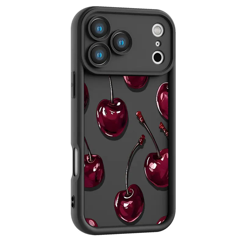Sexy Wine Cherry Pattern Phone Case , Soft Silicone Tpu Protection and Shockproof For iPhone 17 16 15 Pro Max 14 16Pro 13 12 11 X Plus Air Mini 17E Girl