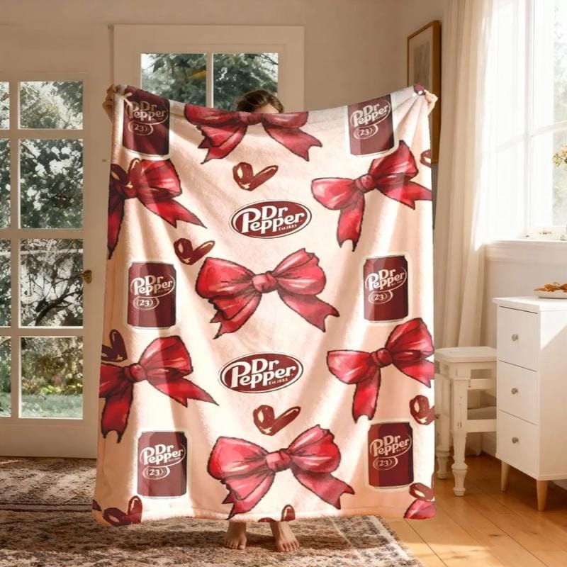 Soft Flannel Bow Throw Blanket – Lightweight All-Season Decor