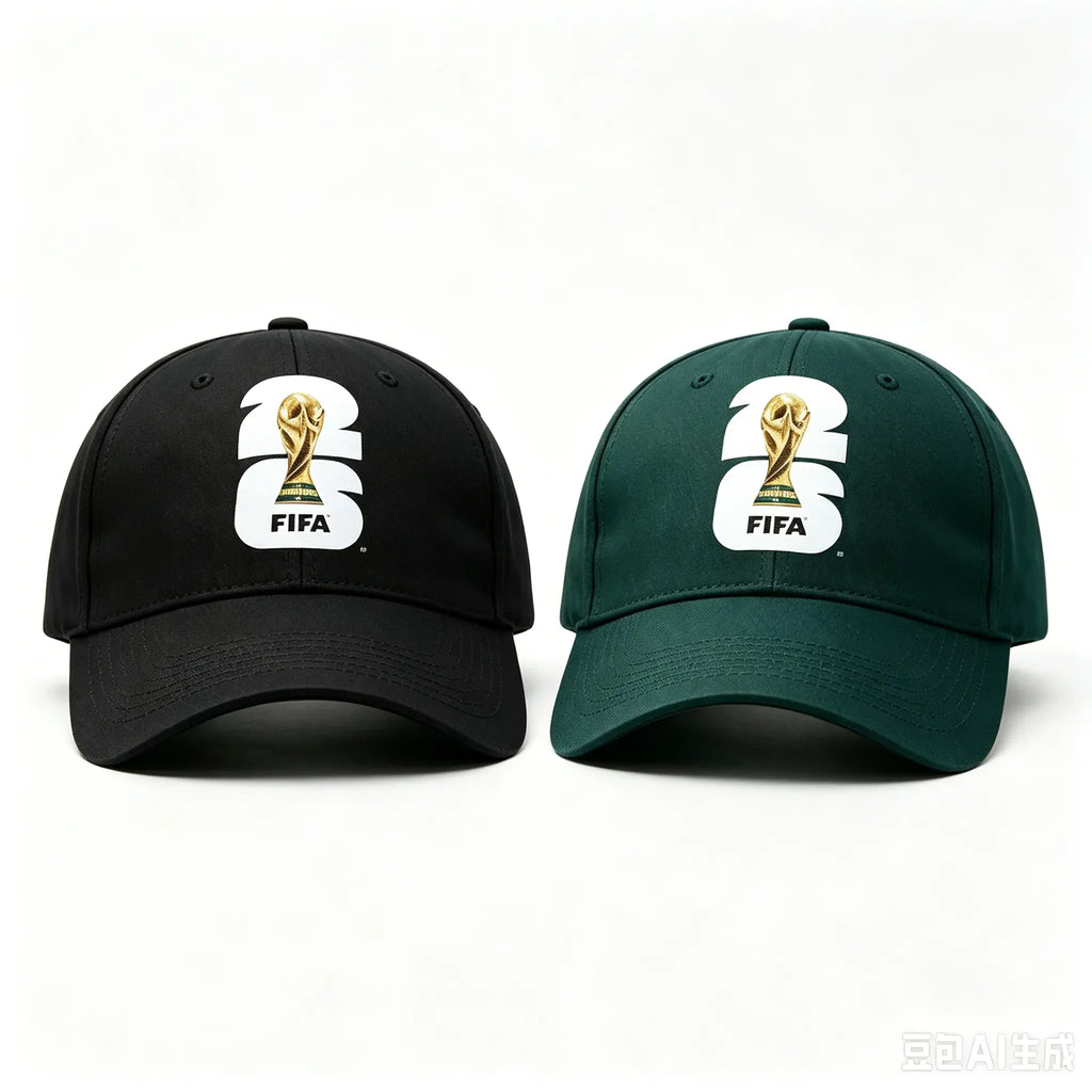 FIFA Commemorative Edition 2026 World Cup Trophy Silhouette Hat in White Green Black Collectible Fan Gear, Baseball Cap,victory cap,casual team cap