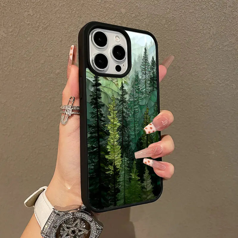 Stained Collage Forest MagSafe Case – Shockproof Silicone Cover for iPhone 17 Pro Max