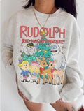 Vintage-Look Rudolph Sweatshirt, Weihnachtspullover mit Rundhalsausschnitt, Retro-Weihnachtspullover, Vintage-Weihnachtspullover, Rudolph das Rentier mit der roten Nase 