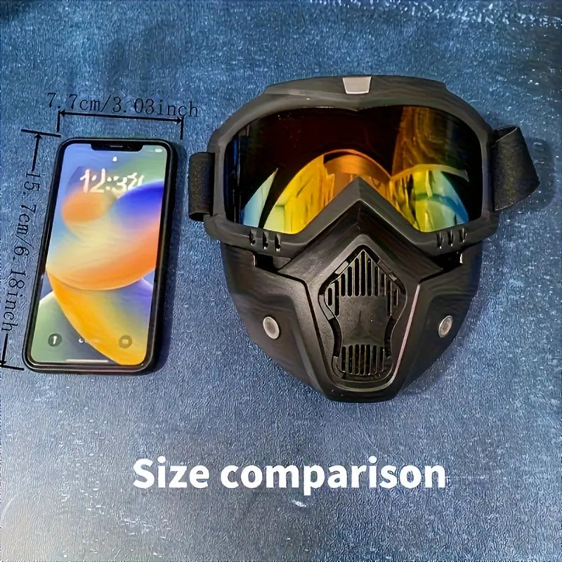 Anti-fog HD Lens Full Face Goggle Detachable Adjustable Ski Mask Comfort Sponge Pad Plastic Material