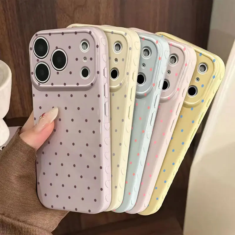 Cute Polka Dot And Heart Themed Phone Case Slim Lightweight And Scratch-Resistant For Everyday Use Minimalist And Cute Design For Apple 17 16 15 14 13