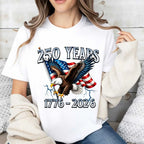 Memorial Day T-shirt American Eagle Independence Day 250 Years 1776 2026 T-Shirt White Patriotic Flag And Bird Design For Celebrations And National Events