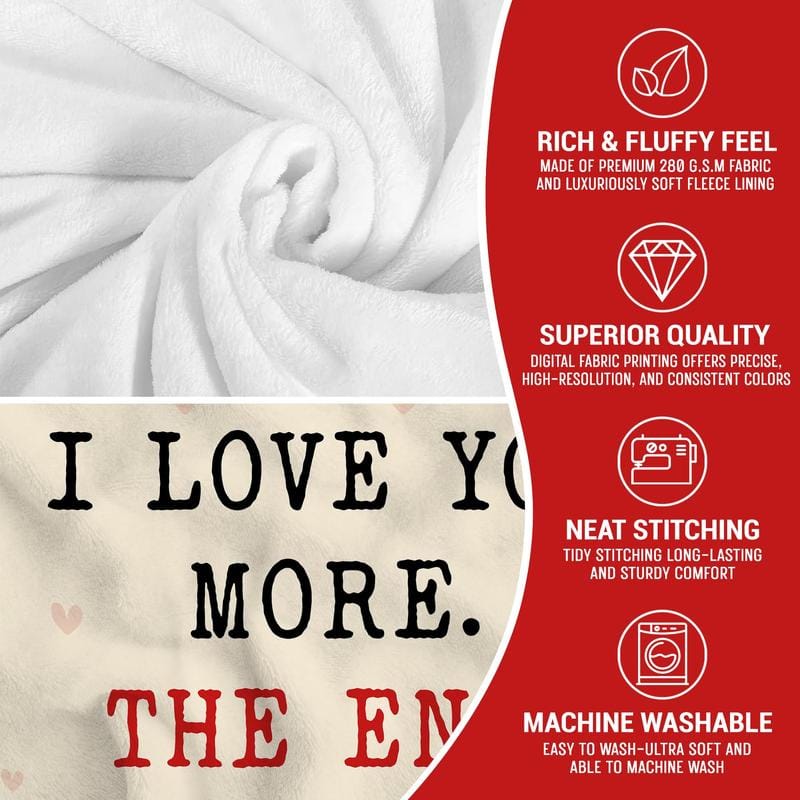 Valentines Day Gifts for Him Her - I Love You More Super Soft Fleece Throw Blanket