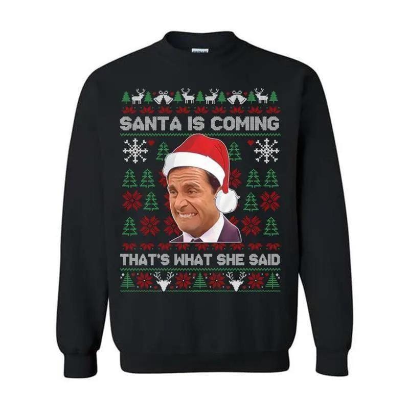 Michael Scott „That's What She Said“-Weihnachts-T-Shirt, lustiges „The Office“-Weihnachts-Sweatshirt, hässlicher Weihnachts-Hoodie, Geschenk für Männer &amp; 