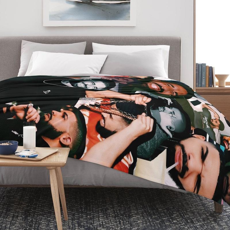 Rapper Singer Drake Flannel Blanket Inspired Ultra Soft Flannel Blanket Warm and Cozy Living Room Shawl Office Blanket Sofa Decoration Four Seasons Travel Blanket Multipurpose Gift Blanket Home Decor Accessory Digital Printing
