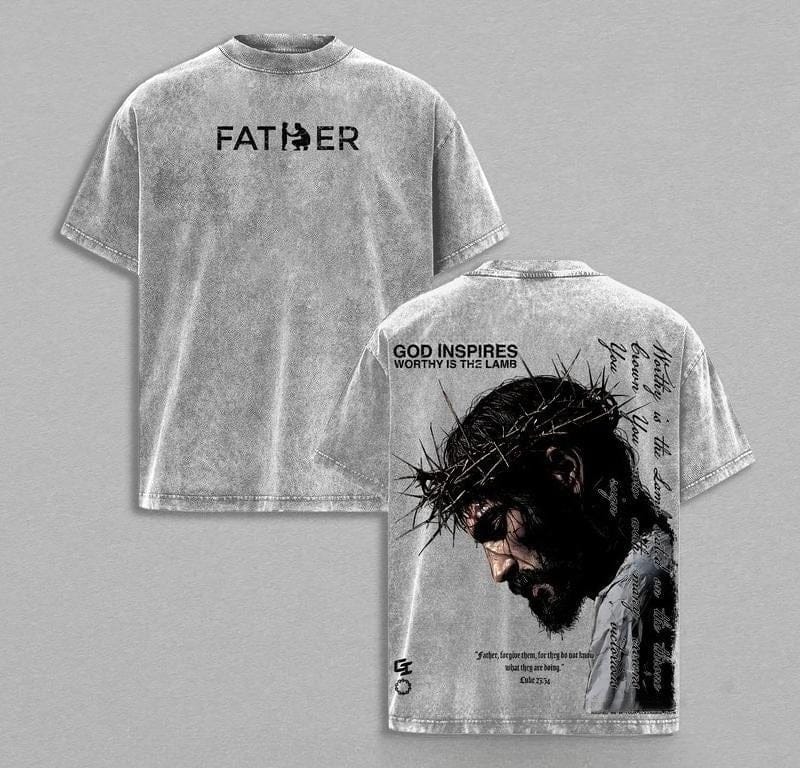FATHER , FORGIVE THEM Vintage Jesus Christian Oversized T-Shirt / Tank Top / Hoodies, God Inspires Faith Graphic Tee, Religious Streetwear, Gospel Worship Shirt, Gift for Believers