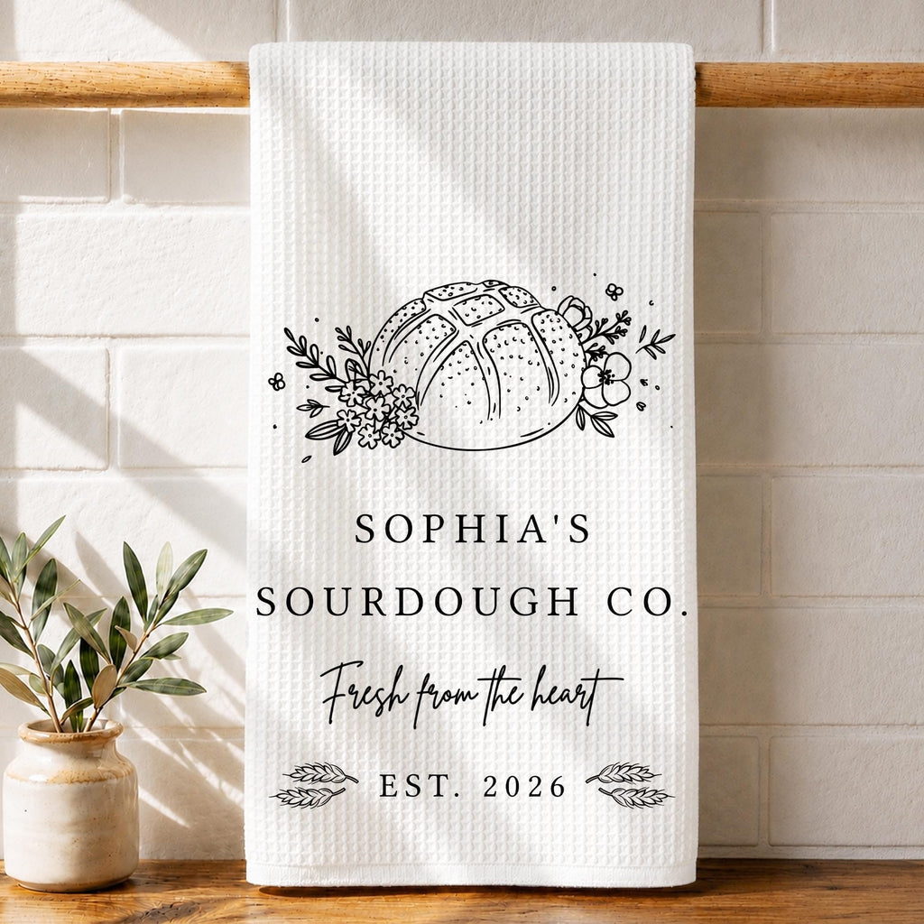 Sourdough Co Fresh From The Heart, Personalized Kitchen Towel, Baker Gift - 1