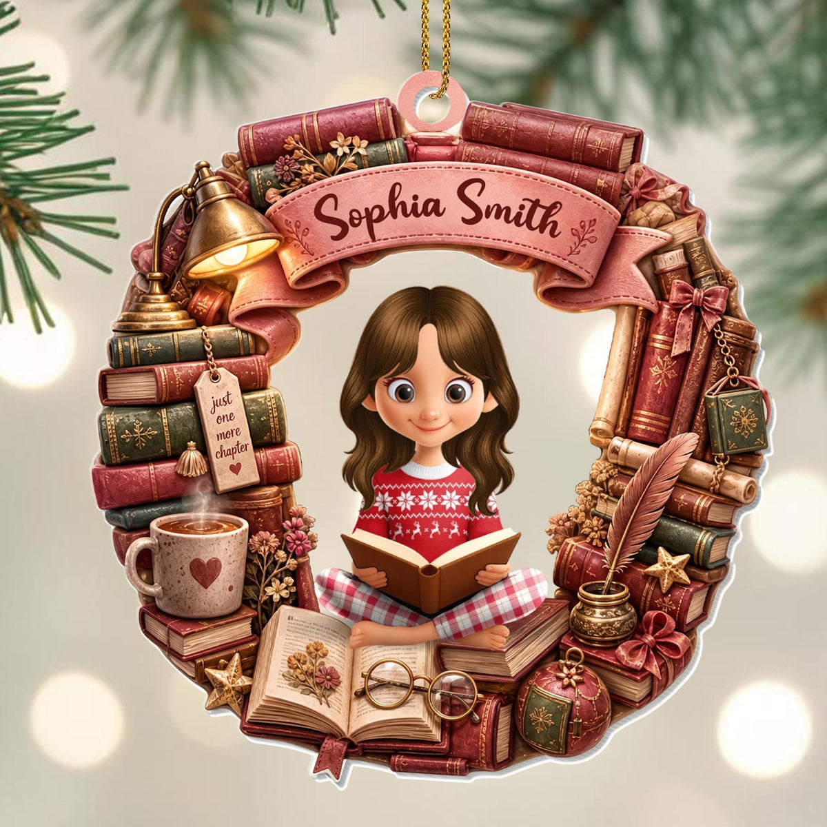 Just One More Chapter, Acrylic Ornament, Gift For Book Lovers - 3