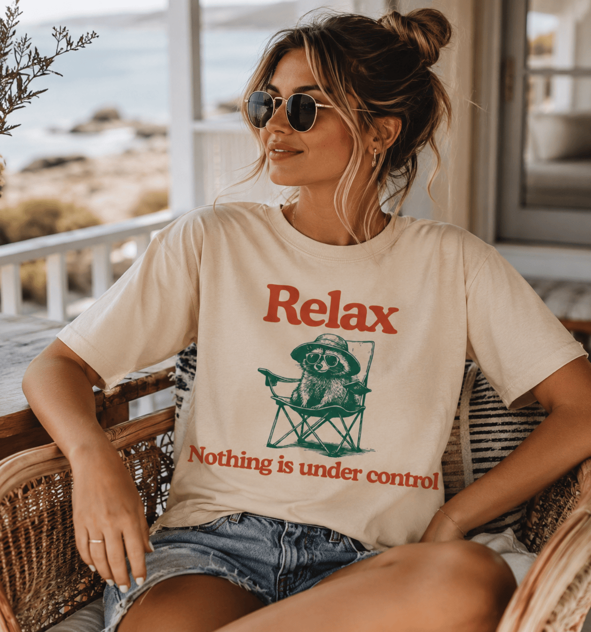 Chill Raccoon Vintage T-Shirt | Funny Relaxed Trash Panda Summer Tee