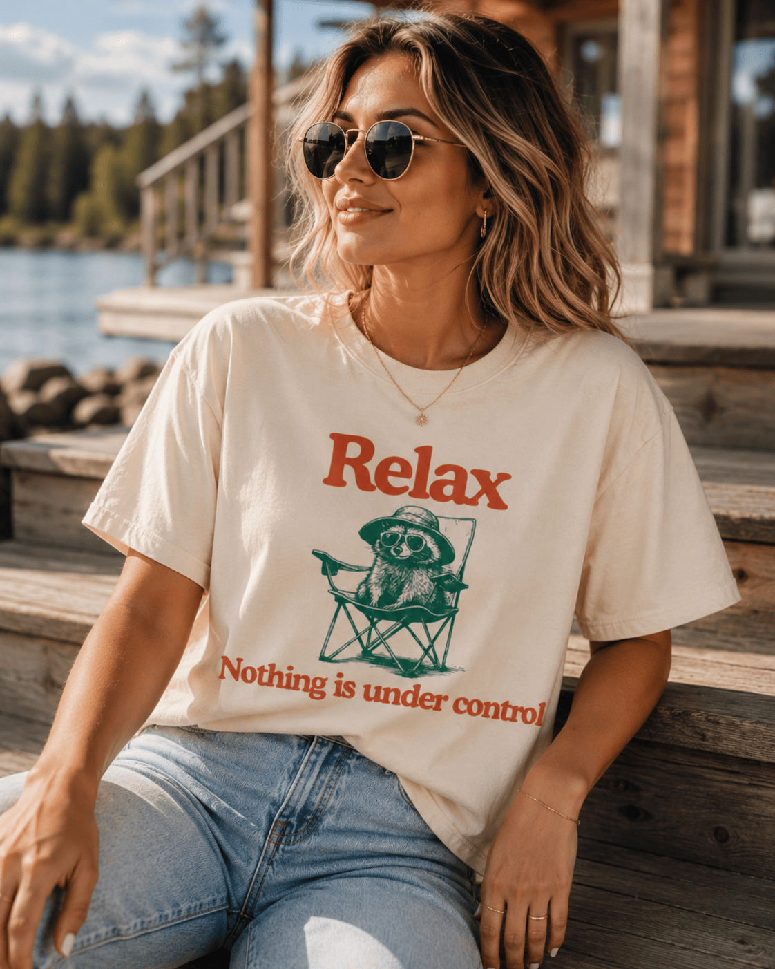 Chill Raccoon Vintage T-Shirt | Funny Relaxed Trash Panda Summer Tee