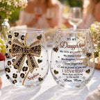 To My Daughter, Personalized Stemless Wine Glass, Gift For Daughter - 1