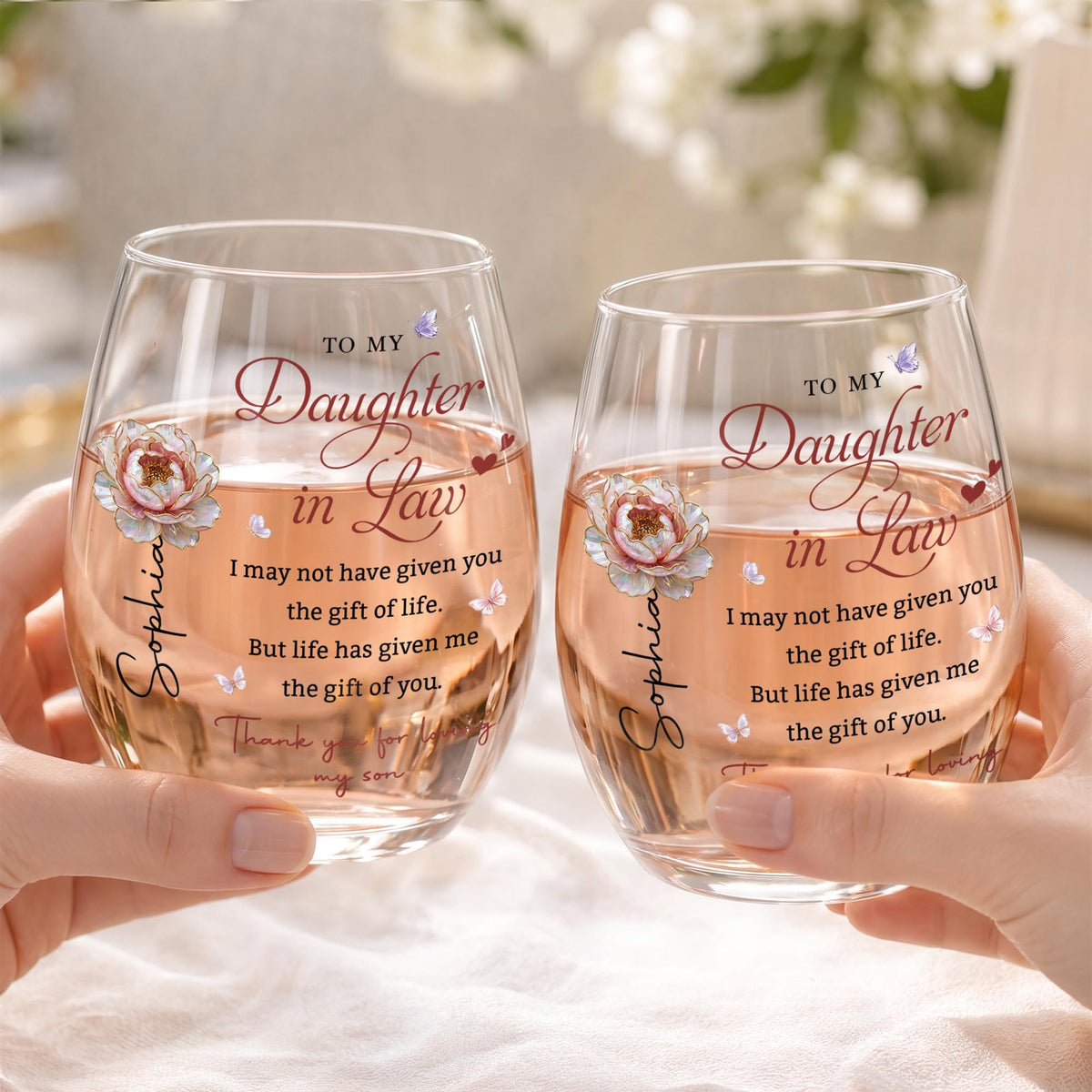 To My Daughter In Law Personalized Wine Glass, Gift For Daughter In Law - 5