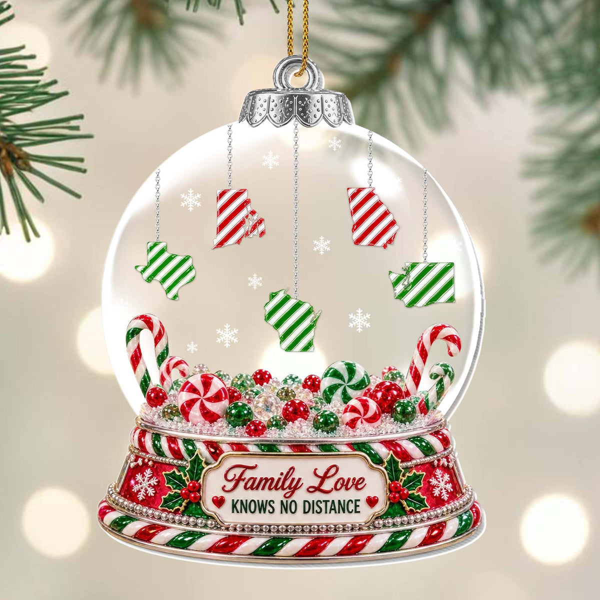 Family Love Knows No Distance, Personalized Acrylic Ornament, Gift For Family - 3