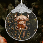 Cute Highland Cow, Personalized Glass Ornament, Gift For Cow Lovers - 8
