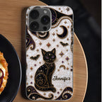 Almagems Custom Mystical Black Cat Mosaic Phone Case - Personalized Clear Slim Protective Cover for iPhone & Samsung - Gift for Cat Lovers - 1