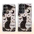Almagems Custom Mystical Black Cat Mosaic Phone Case - Personalized Clear Slim Protective Cover for iPhone & Samsung - Gift for Cat Lovers - 4