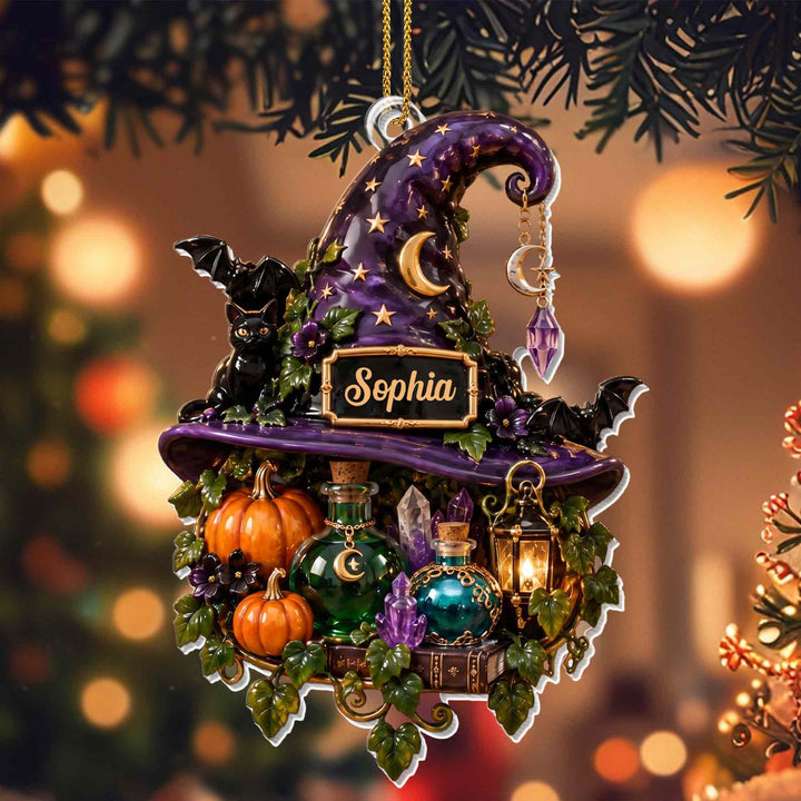 Magical Halloween Night, Personalized Acrylic Ornament, Gift For Witch Lovers