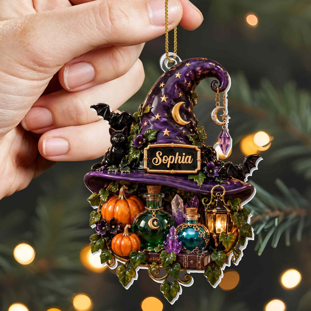 Magical Halloween Night, Personalized Acrylic Ornament, Gift For Witch Lovers - 4