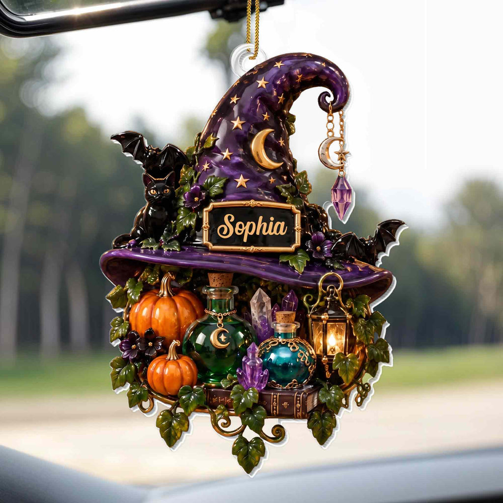 Magical Halloween Night, Personalized Acrylic Ornament, Gift For Witch Lovers - 6